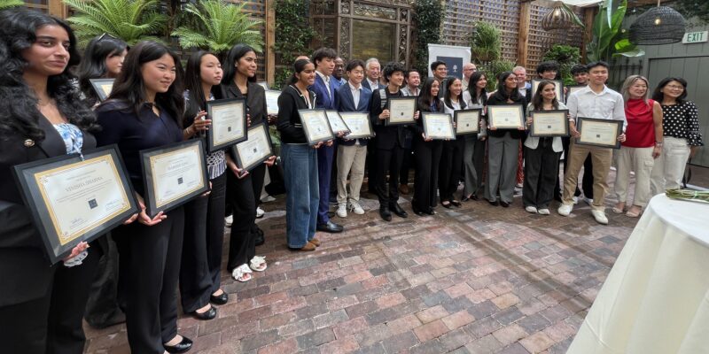 Students lined up to receive intern diploma